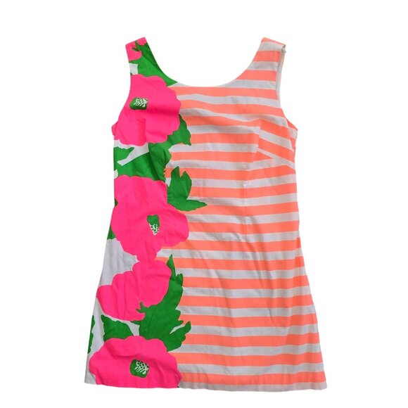 Lilly Pulitzer Sleeveless Delia Dress Sz 4 Sunrise Orange Wild Flowers Sweet Tea - Picture 2 of 7
